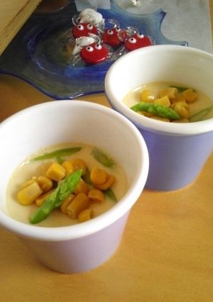 夏のご馳走。コーンの冷たい茶碗蒸し-レシピのメイン写真