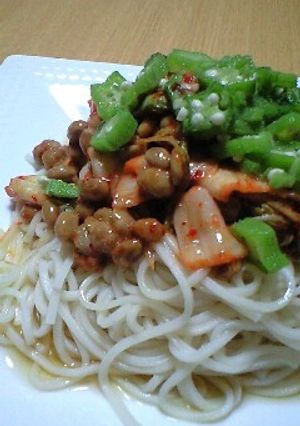 納豆キムチの冷麦-レシピのメイン写真