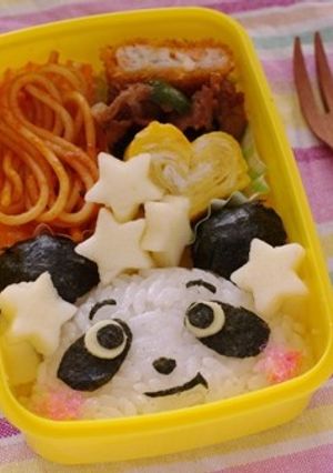簡単パンダのキャラ弁当(ピンクのほっぺ)-レシピのメイン写真