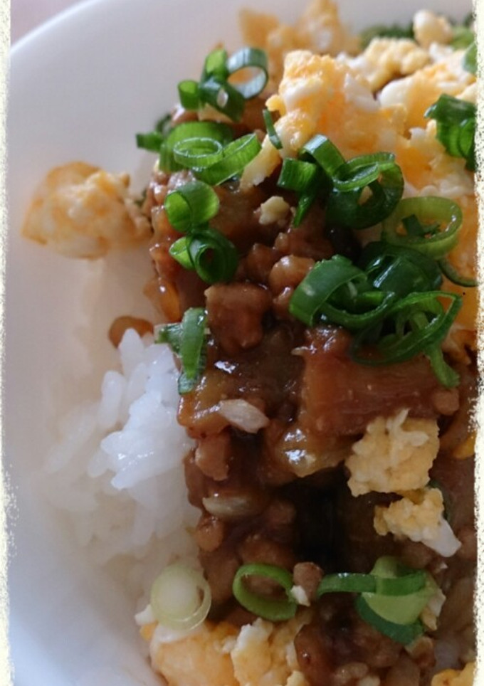 ナスと挽き肉の味噌炒め丼-レシピのメイン写真