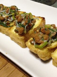 油揚げのねばねばトースト(梅)-レシピのメイン写真