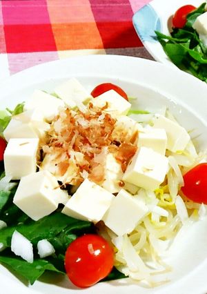 サラダほうれん草・もやし・豆腐のサラダ♪-レシピのメイン写真