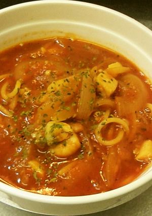 【簡単】魚介のトマトスープパスタ-レシピのメイン写真