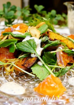 ♪サーモン＆カリッと素揚げ野菜のサラダ♪-レシピのメイン写真