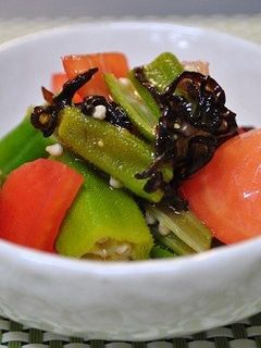 トマトとオクラの塩昆布和え-レシピのメイン写真