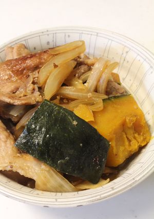 時短！豚薄切り肉＋塩麹deかぼちゃの煮物-レシピのメイン写真