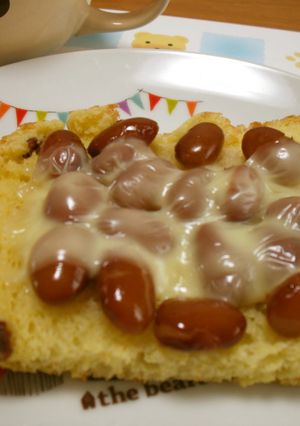 かぼちゃ食パンで金時豆トースト✿-レシピのメイン写真