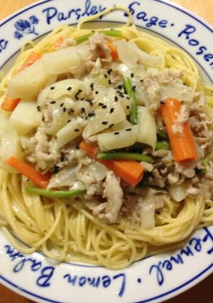 豚バラクリームスパゲッティ-レシピのメイン写真