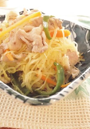 糸ウリと豚肉の　酢麺つゆ炒め-レシピのメイン写真