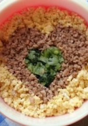 野沢菜漬けで三色そぼろ丼-レシピのメイン写真