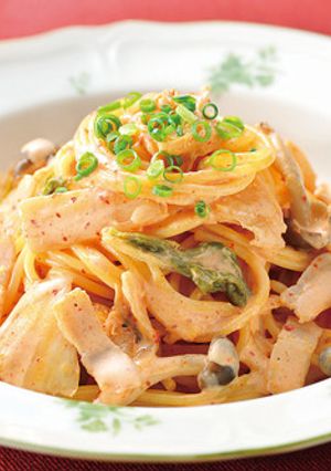 キムチときのこのクリームパスタ-レシピのメイン写真