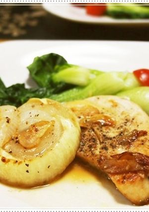 メカジキと玉ねぎのステーキ　醤油バター風-レシピのメイン写真