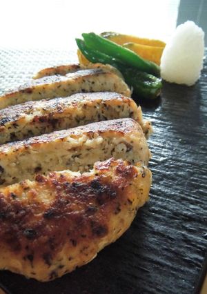 ゆかり風味のつくね　しし唐と大根おろし-レシピのメイン写真