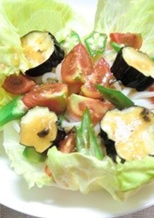 夏野菜サラダうどん-レシピのメイン写真