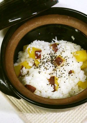 土鍋 de さつまいも御飯♪-レシピのメイン写真