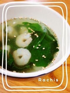 冷凍エビとほうれん草のスープ♡-レシピのメイン写真
