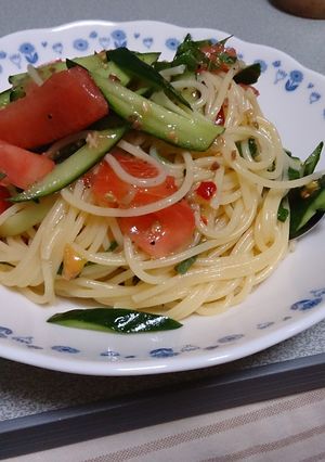 ＊超簡単！トマトときゅうりのスパゲティ＊-レシピのメイン写真