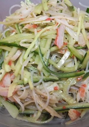 キュウリかにかま春雨の醤油味サラダ-レシピのメイン写真