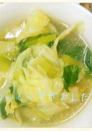 小松菜とキャベツのあっさり中華風スープ-レシピのメイン写真