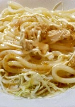 ツナ&キャベツのうどんをマヨポン酢で-レシピのメイン写真