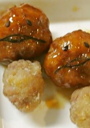 二種の味♪なめこミートボールキャラ弁-レシピのメイン写真
