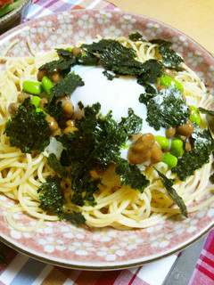 納豆と,こんぶ茶のコラボパスタ-レシピのメイン写真
