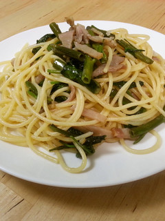 空芯菜とベーコンのオイルソースパスタ♪-レシピのメイン写真