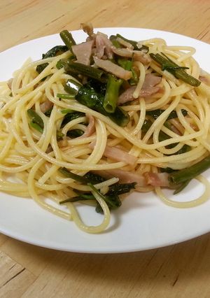 空芯菜とベーコンのオイルソースパスタ♪-レシピのメイン写真