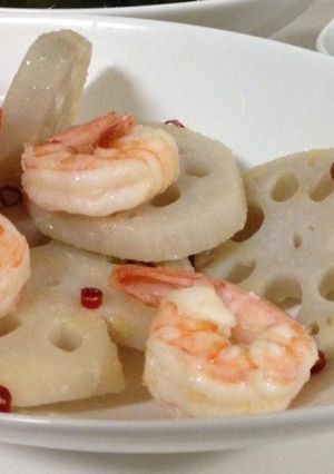 簡単!海老と蓮根のペペロンチーノ-レシピのメイン写真