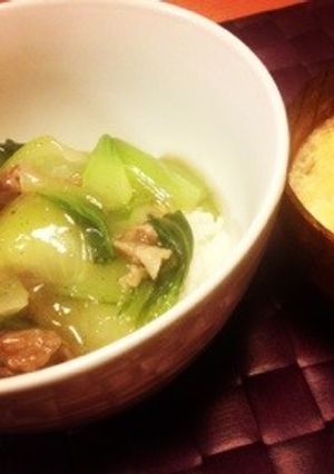 ピリ辛簡単！豚青梗菜丼-レシピのメイン写真