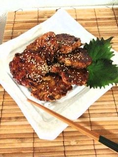 鶏挽肉de照焼きごぼうバーグ-レシピのメイン写真