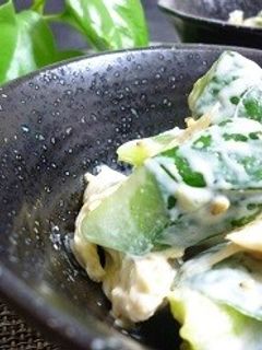 鶏ささみときゅうりのごまマヨ風味-レシピのメイン写真