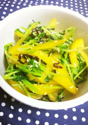 お弁当にも☆豆苗とパプリカの塩昆布和え☆-レシピのメイン写真