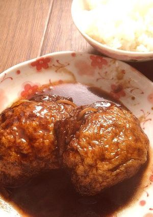 ☺お弁当に♪簡単肉詰め油揚げのソース煮☺-レシピのメイン写真