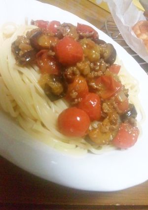 ミニトマトのミートソーススパゲティ-レシピのメイン写真