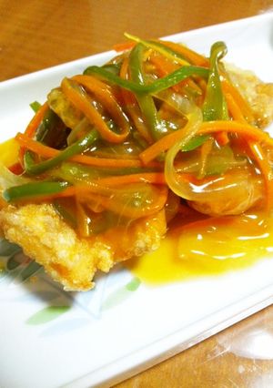 鯖(青魚)と野菜の甘酢あんかけ-レシピのメイン写真