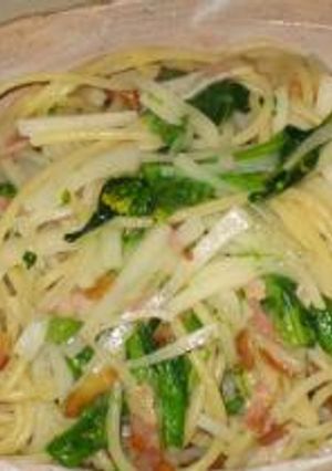 大根と菜花とベーコンのパスタ-レシピのメイン写真