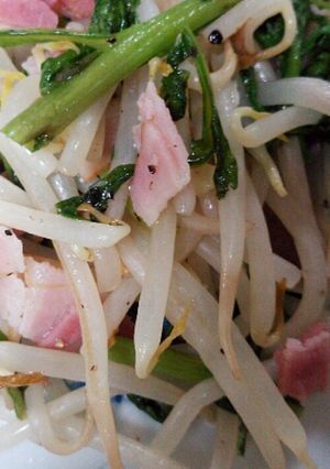 レンジで！もやしと春菊のペペロンチーノ-レシピのメイン写真
