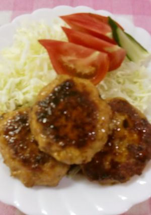 鶏挽肉の和風照り焼きハンバーグ-レシピのメイン写真