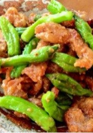 ししとうと豚の竜田揚げの味噌炒め-レシピのメイン写真