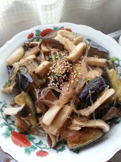 3つの食感!なすとエリンギの春雨炒め-レシピのメイン写真