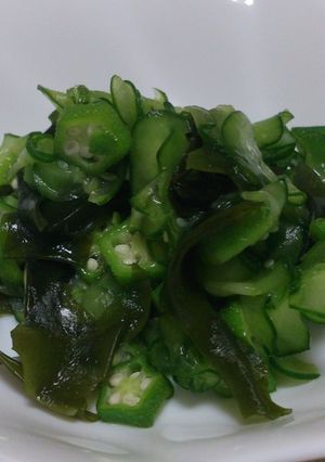 きゅうりとおくらとわかめの酢の物-レシピのメイン写真