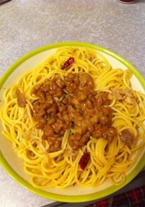 豚肉とミョウガの納豆パスタ-レシピのメイン写真