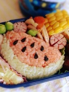 夏のキャラ弁・デコ弁・簡単スイカお弁当-レシピのメイン写真