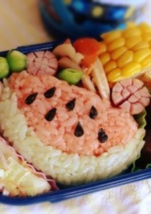 夏のキャラ弁・デコ弁・簡単スイカお弁当-レシピのメイン写真