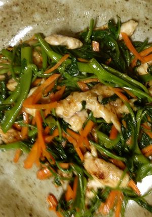 鶏肉と空芯菜の塩麹炒め-レシピのメイン写真