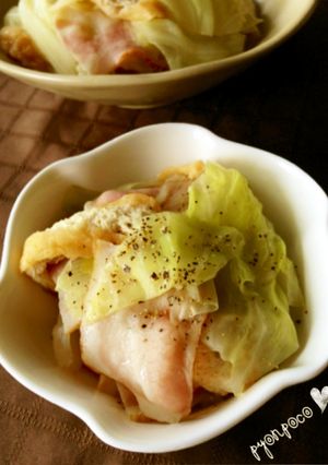 キャベツ・ベーコン・油揚げの白だし煮-レシピのメイン写真