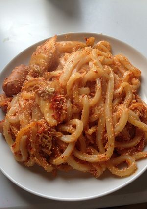 簡単５分!!キムチバター明太うどん-レシピのメイン写真