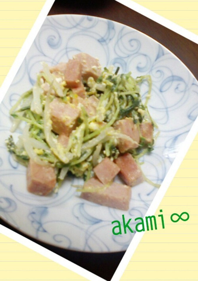 豆苗ともやしとスパムのマヨ炒め-レシピのメイン写真