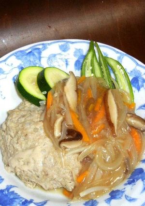 蒸しハンバーグ・中華味で-レシピのメイン写真